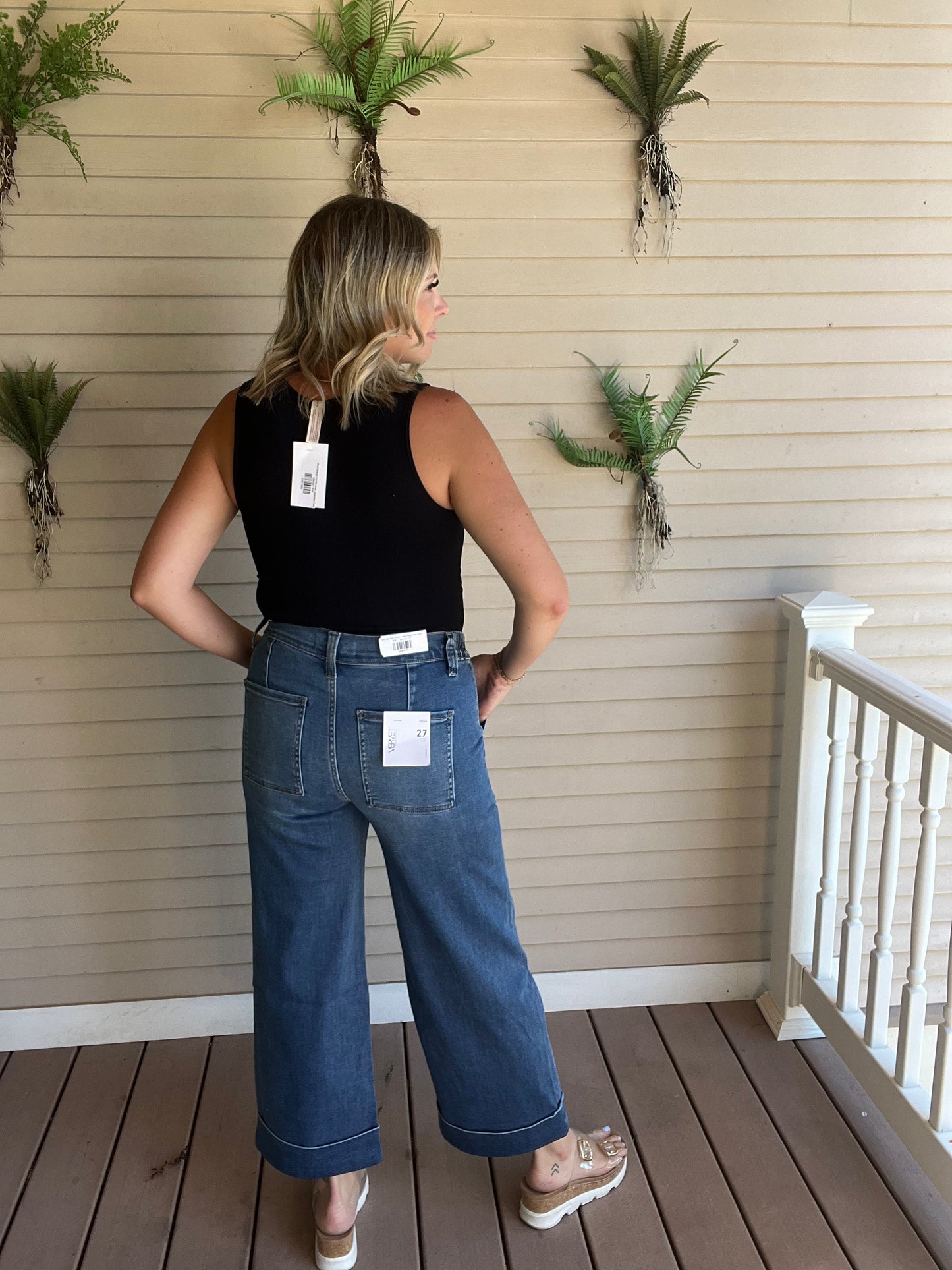 Halle High Rise Double Cuffed Baggy Wide Jeans