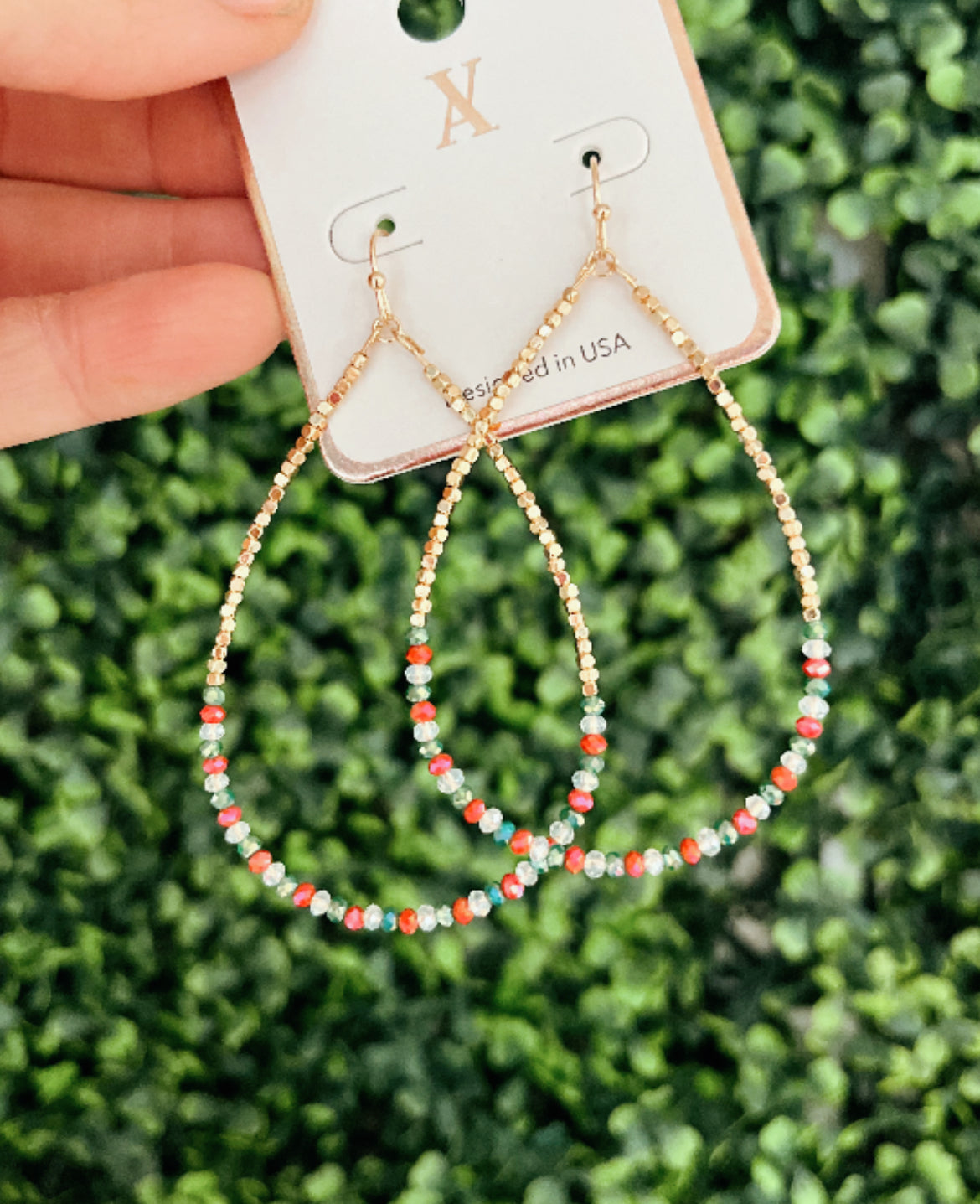 Teardrop Christmas Stone Earrings