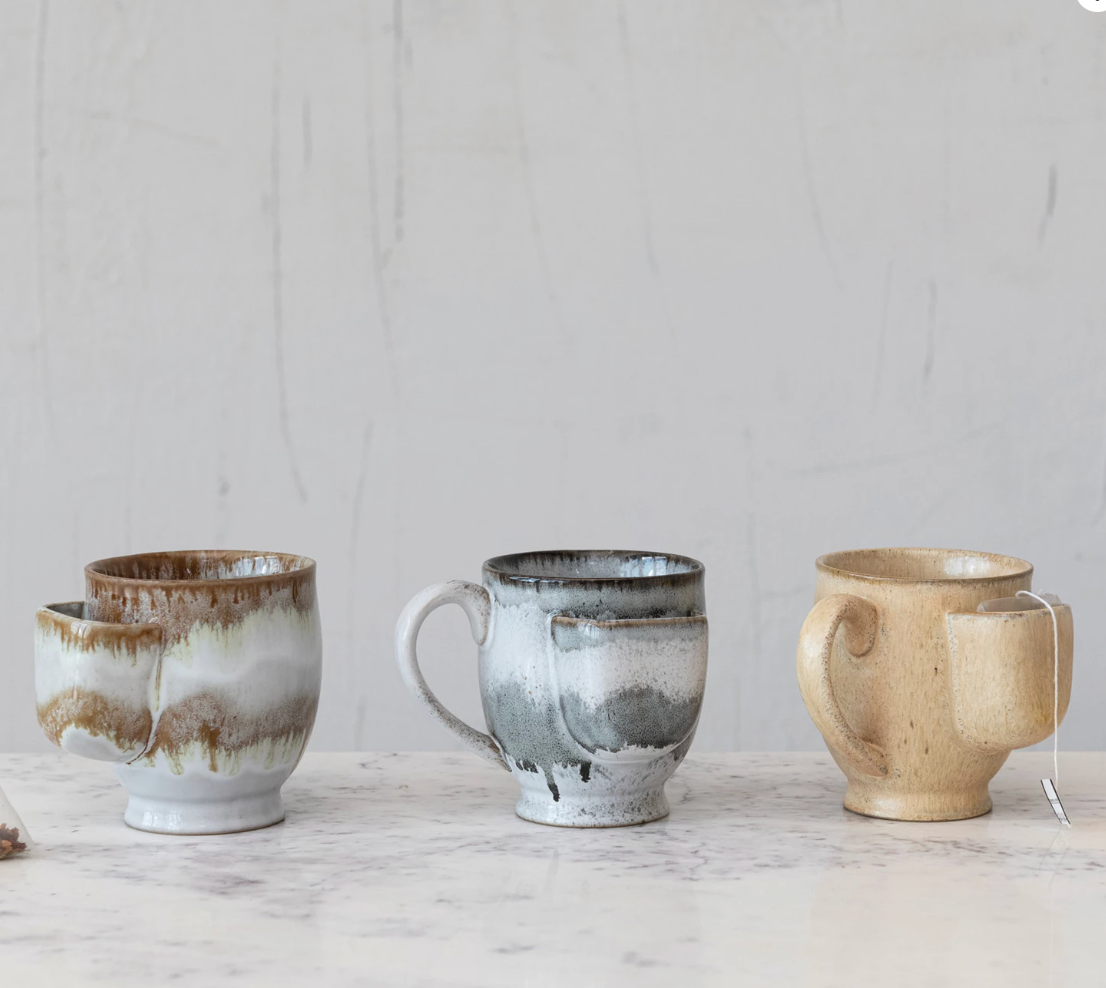 Stoneware Mug w/ Tea Bag Holder