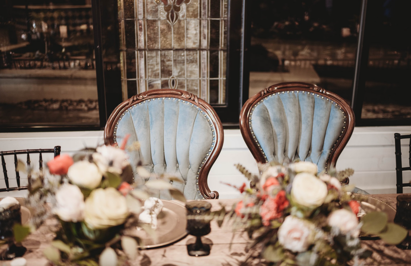 Velour His + Hers Chairs (Dusty Blue)