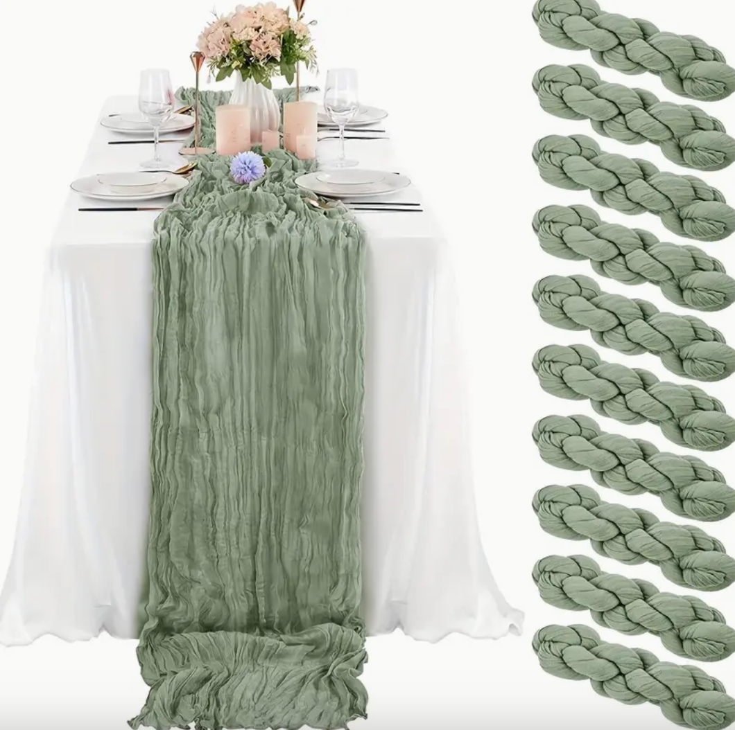 Sage Green Cheese Cloth Runners