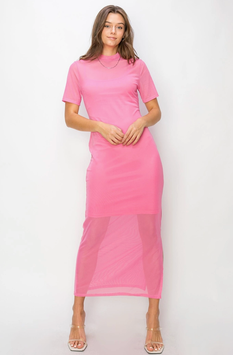 Late to the Party Layered Mesh Maxi Dress