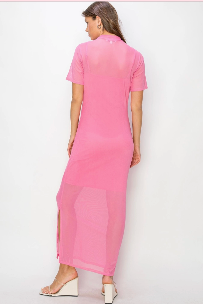 Late to the Party Layered Mesh Maxi Dress
