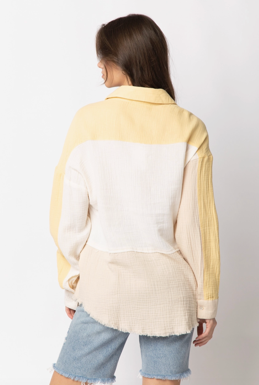 Hello Sunshine Color Blocked Button Down Shirt