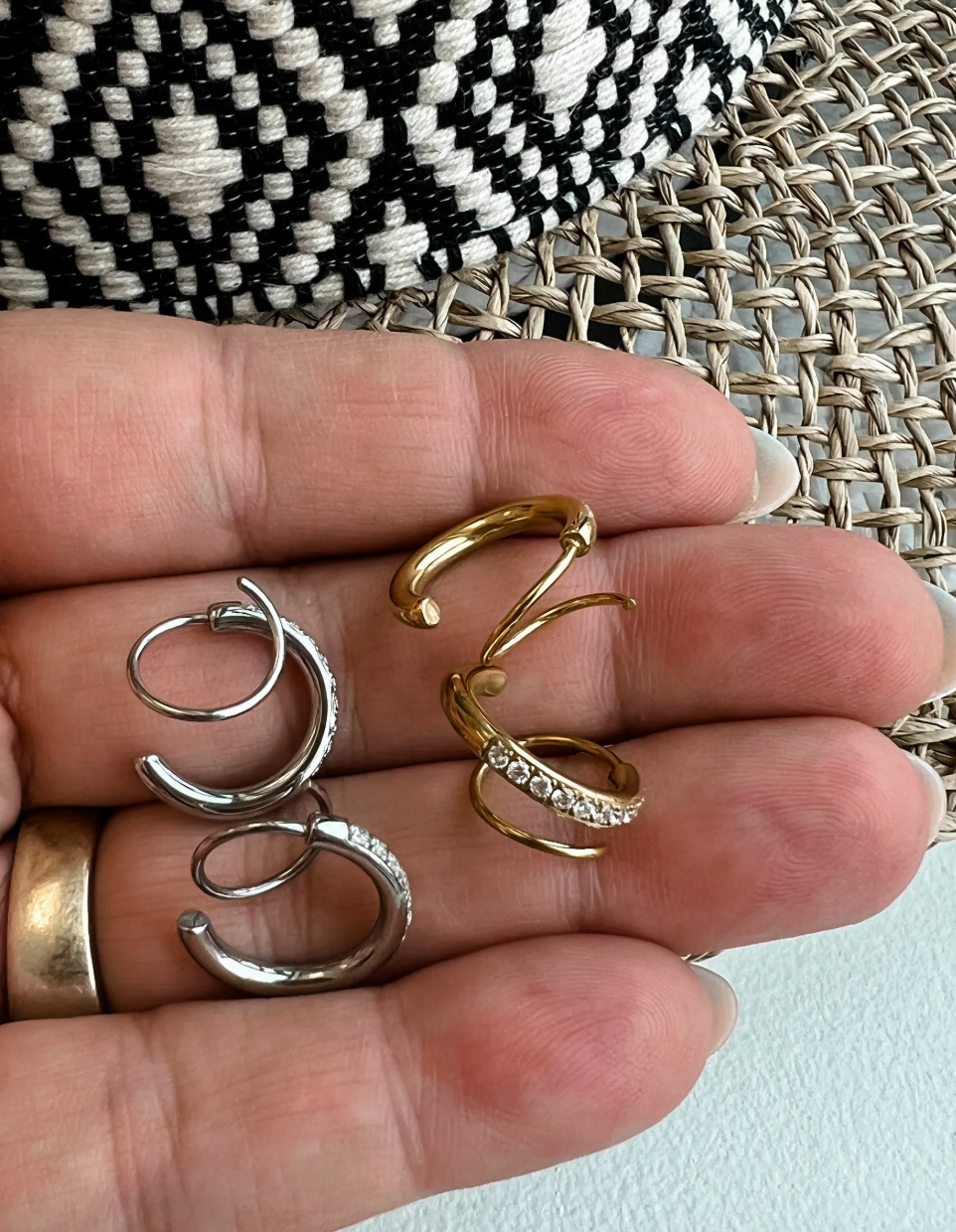 Double Hoop Diamond Earrings