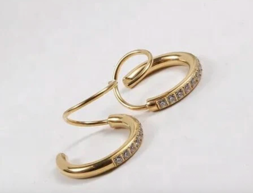 Double Hoop Diamond Earrings