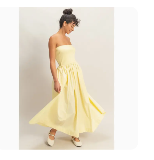Butter Cream Strapless Midi Dress