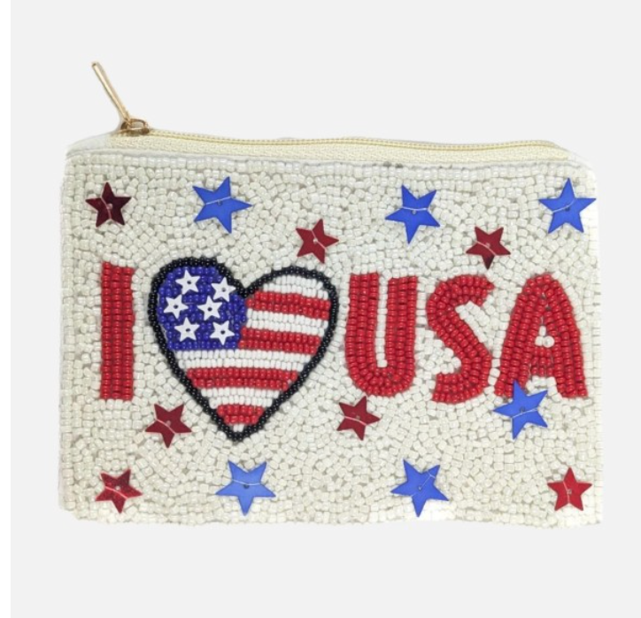 Seed Beaded Canvas Bag With Pom Pom Zipper (Multiple Styles)
