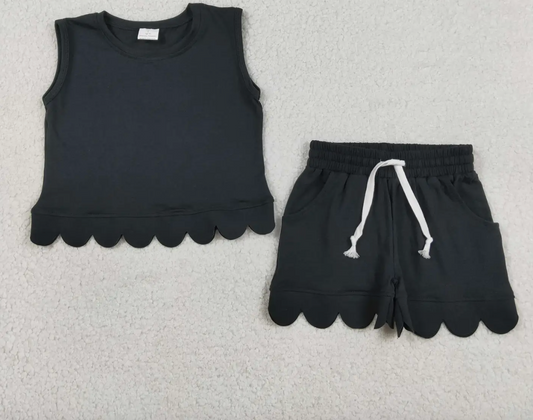 *PRE ORDER* Girls Black Scallop Set