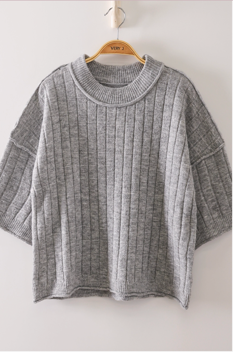 Tawnie Cropped Length Ribbed Knit Sweater