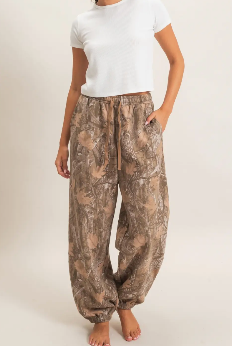 Tree Camouflage Print Jogger Pants