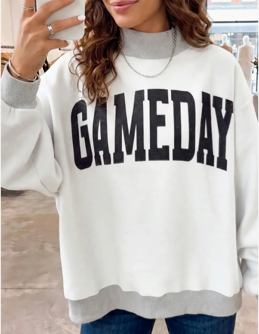 Game Day REVERSIBLE Football Graphic Sweatshirt Mock Neck