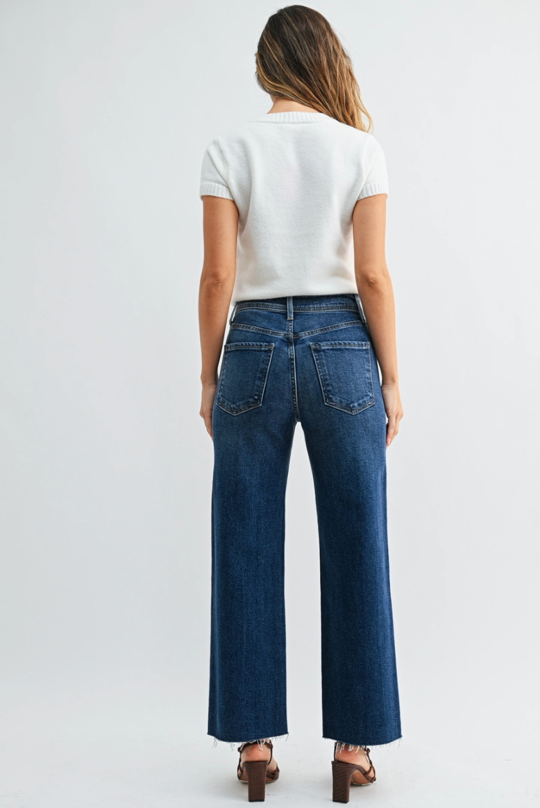 Just Black Denim - High Rise Utility Wide Leg - Dark Denim