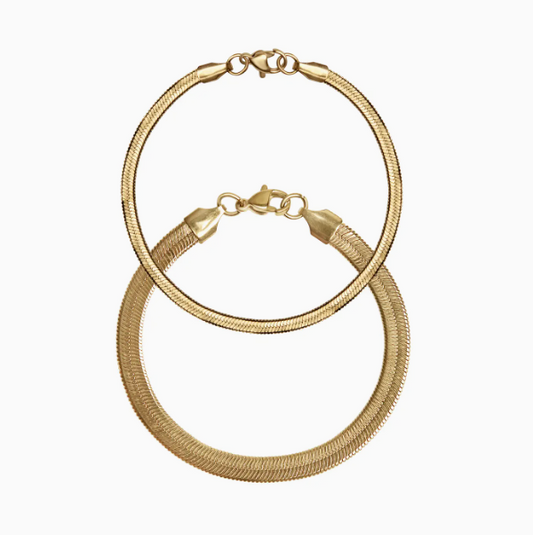 18K Gold Herringbone Chain Bracelet