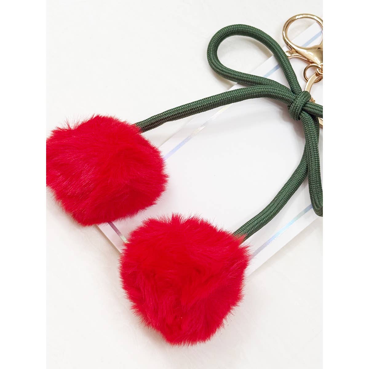 Jumbo Cherry PomPom KeyChain