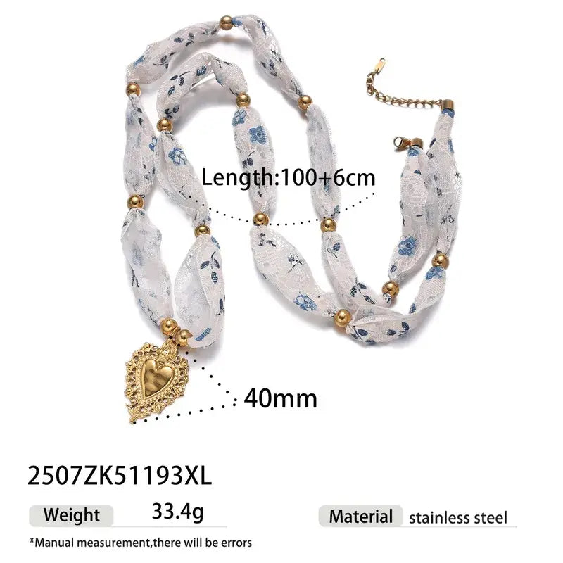 Bandana Necklace with Charm Pendants Jewelry