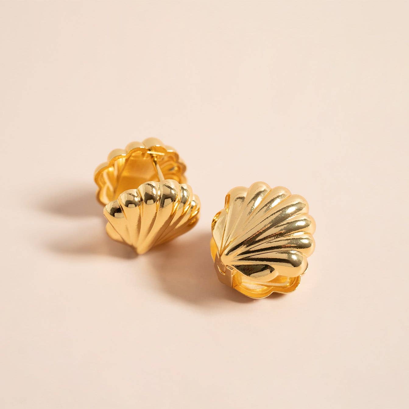 18K Shell Huggie Earrings