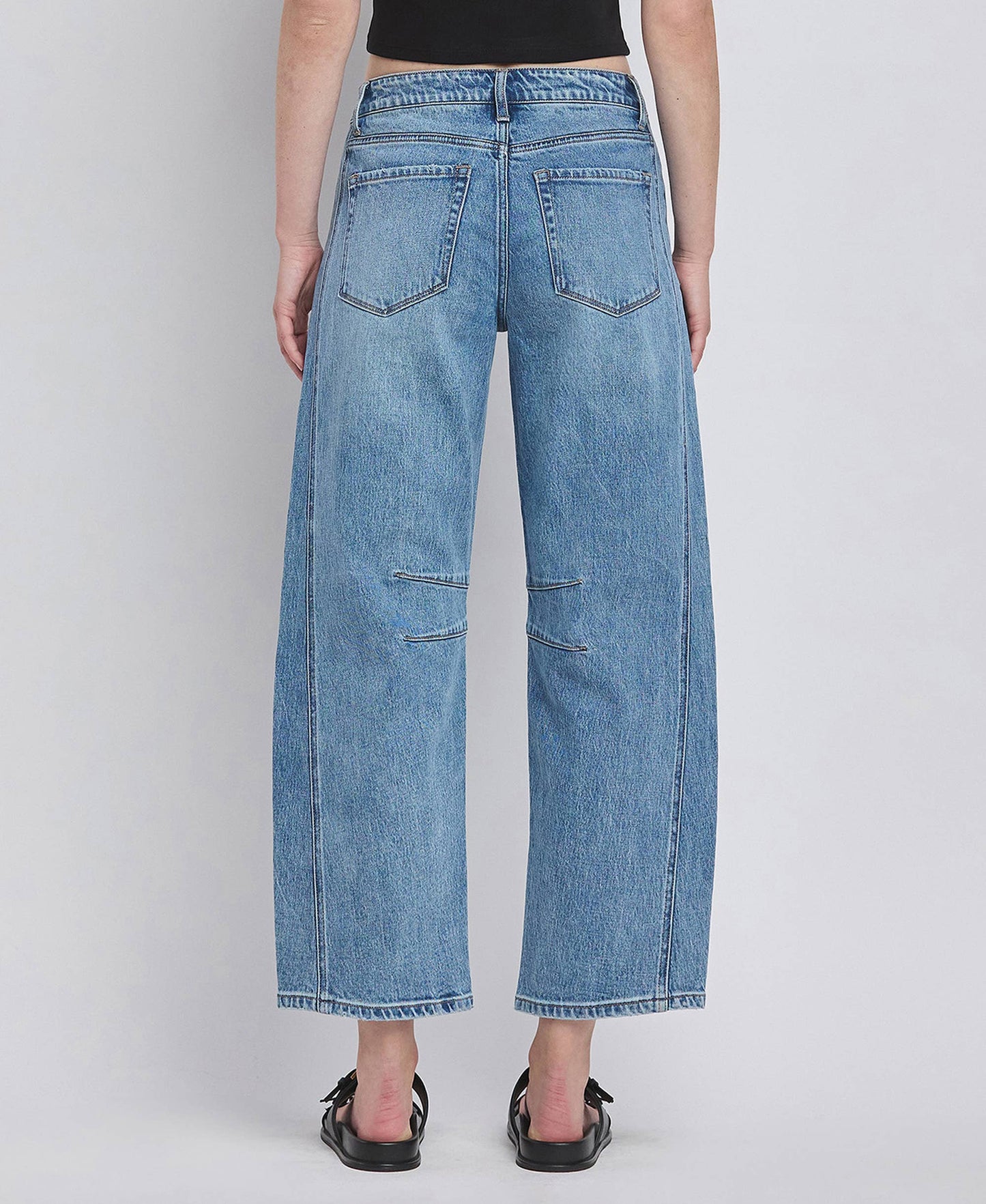 VERVET HIGH RISE DART STRUCTURED FIT BARREL LEG JEANS