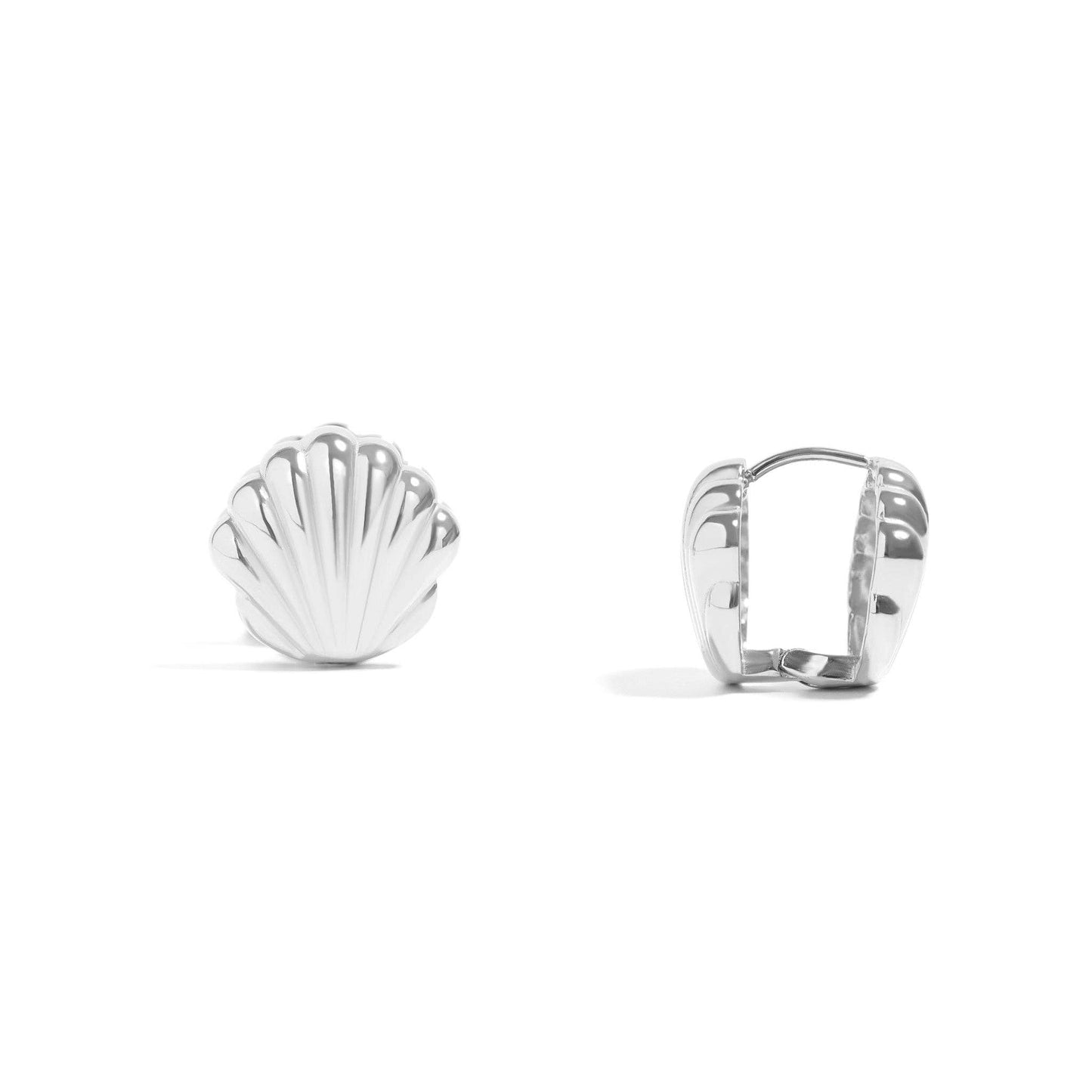 18K Shell Huggie Earrings