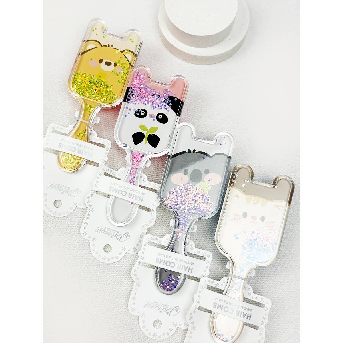 Moving Glittered Animal Theme Hair Brush