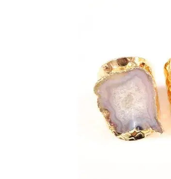 Gold Plated Crystal Agate Adjustable Ring Jewelry