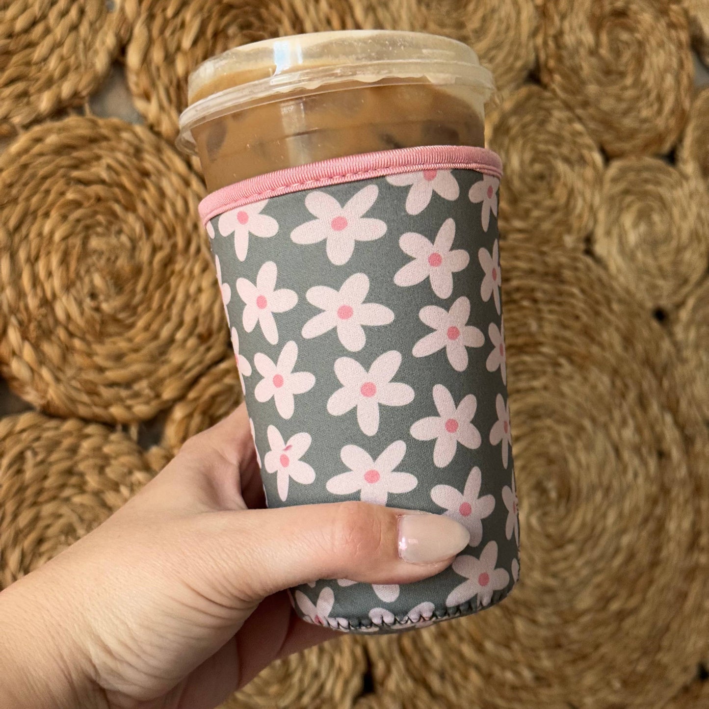 Iced Coffee Sleeve - Green Floral