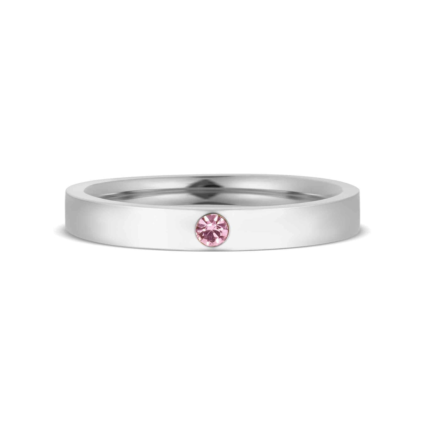 Stainless Steel Birthstone Engravable Stacking Ring