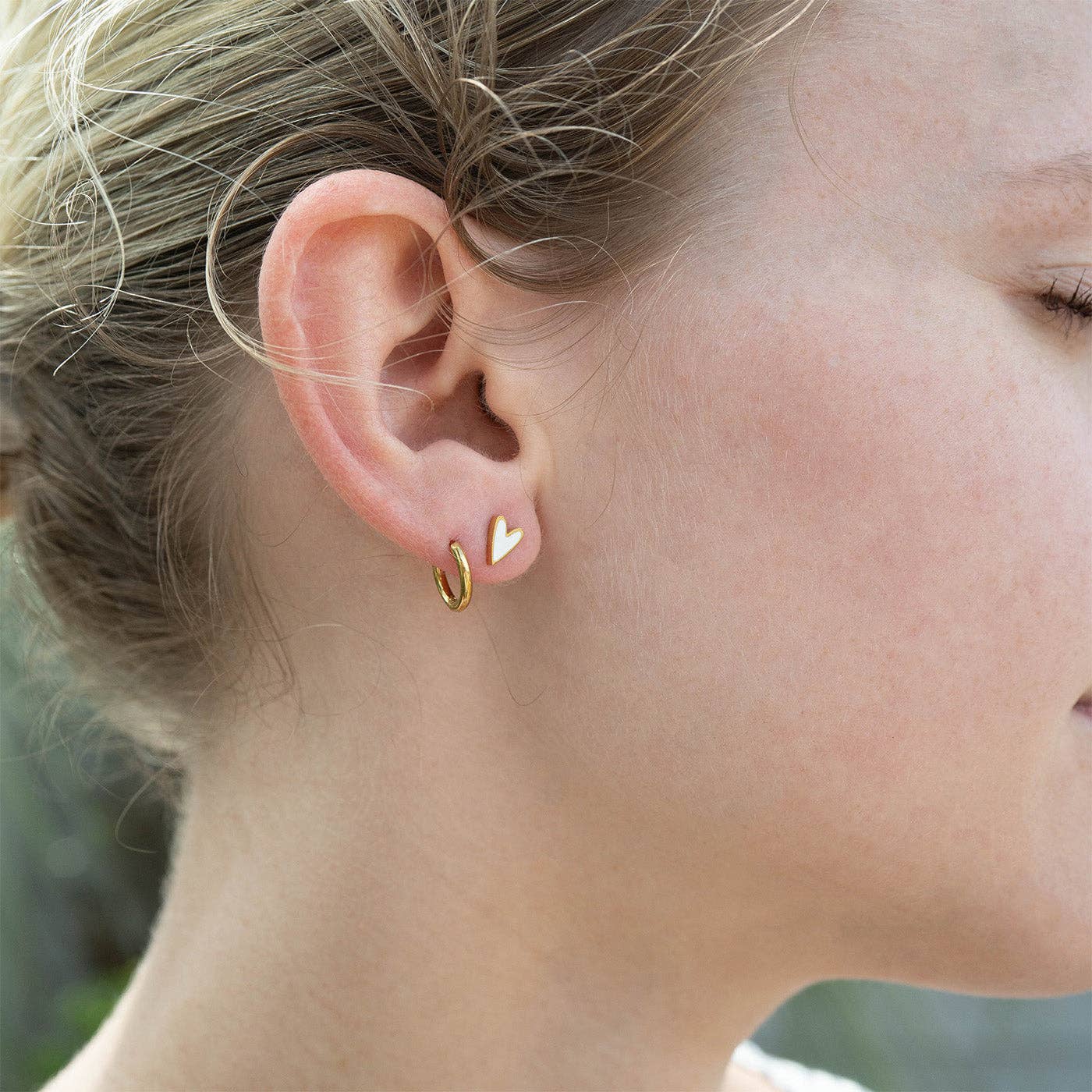 White Heart Stud Earrings
