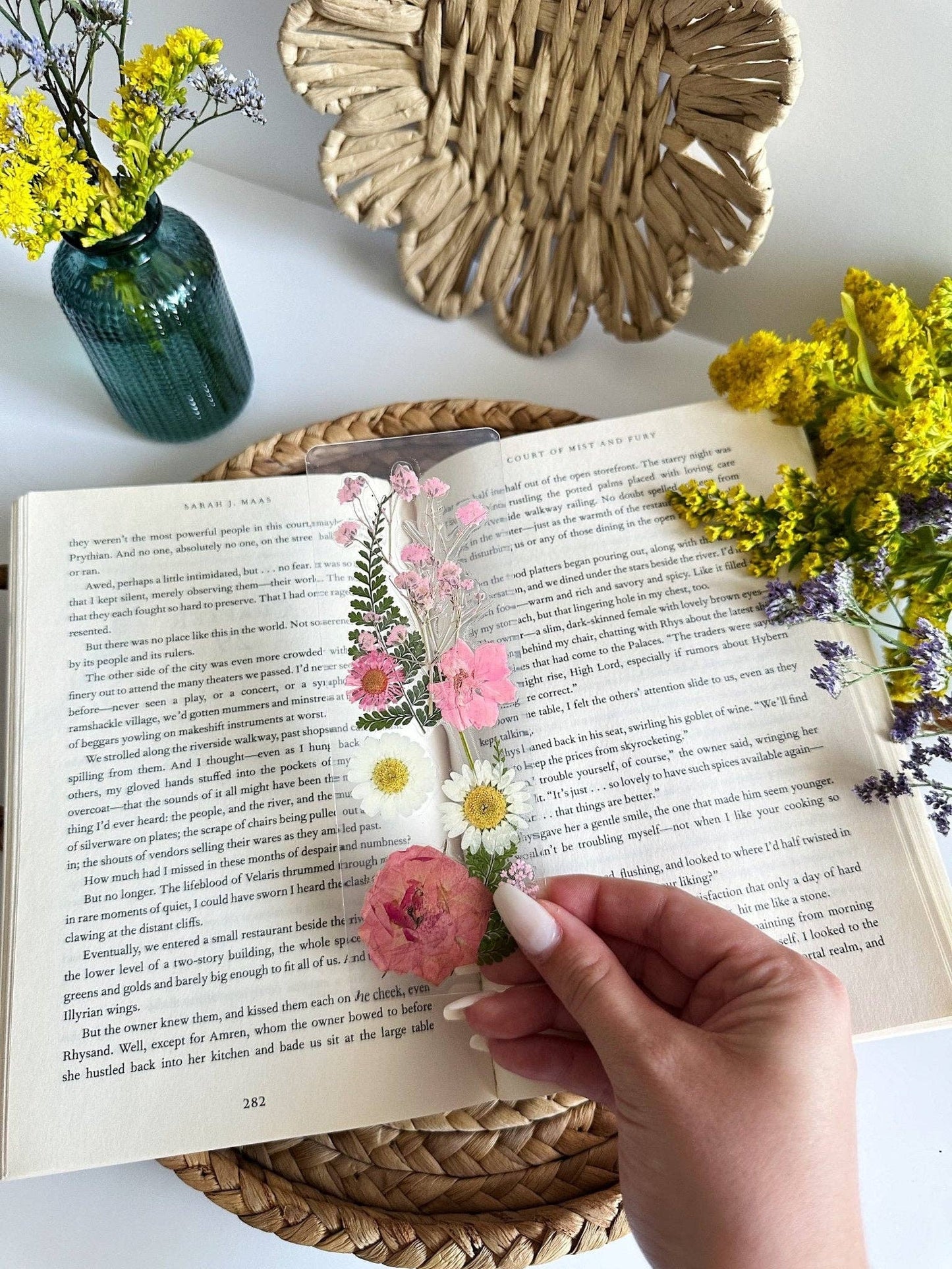 Pink petals bookmark