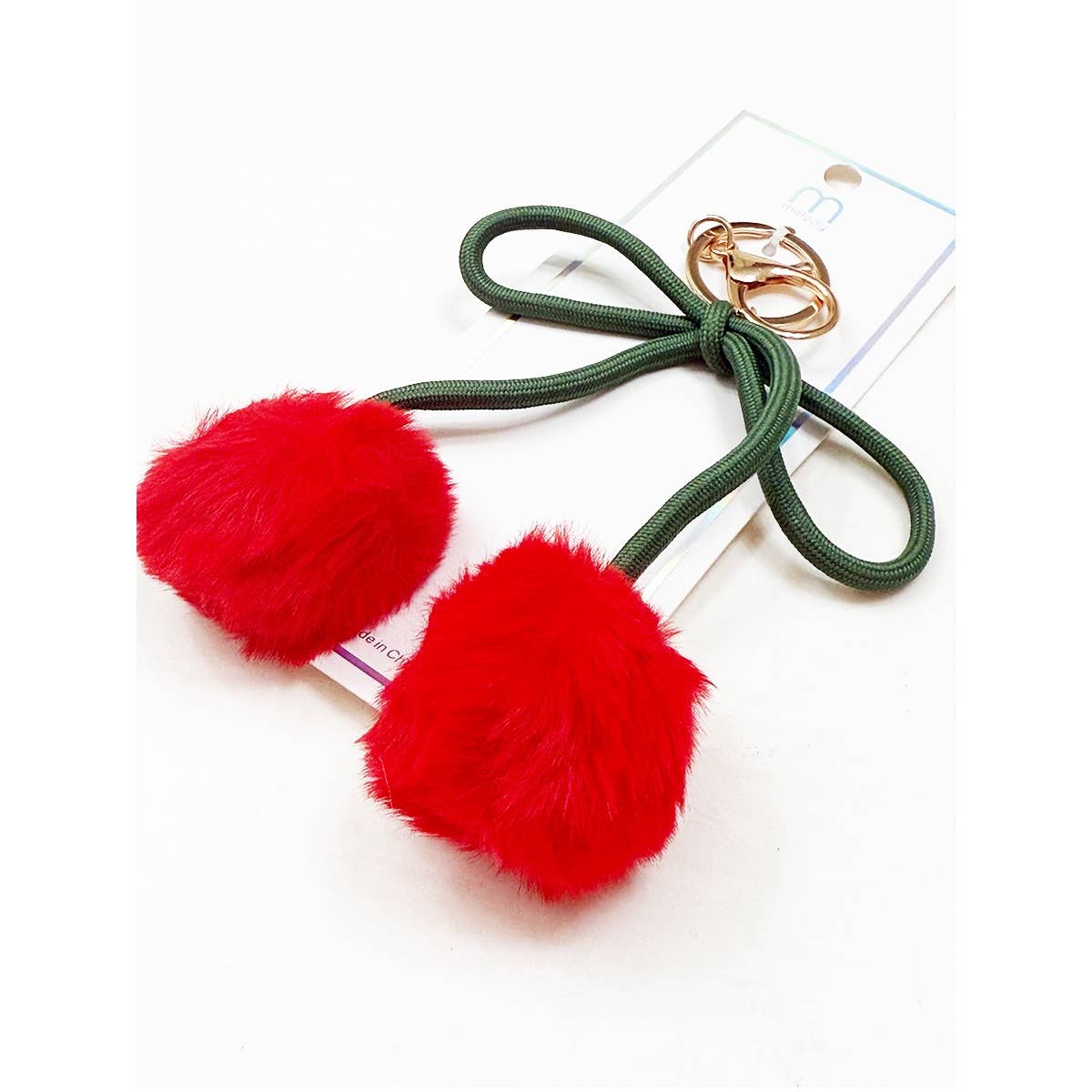 Jumbo Cherry PomPom KeyChain