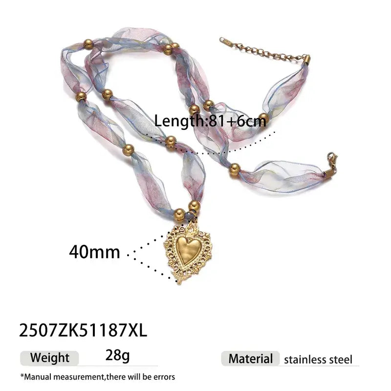 Bandana Necklace with Charm Pendants Jewelry