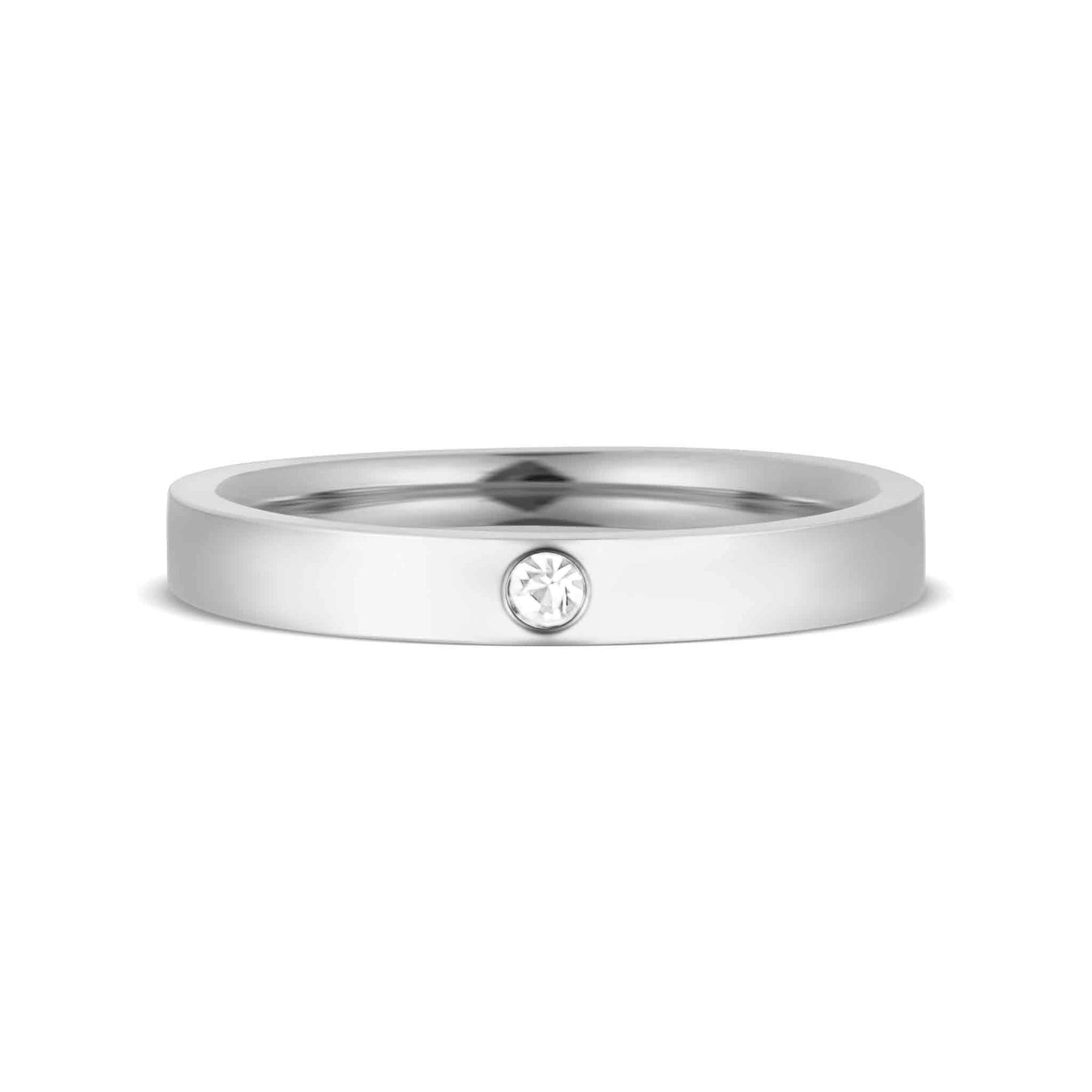 Stainless Steel Birthstone Engravable Stacking Ring