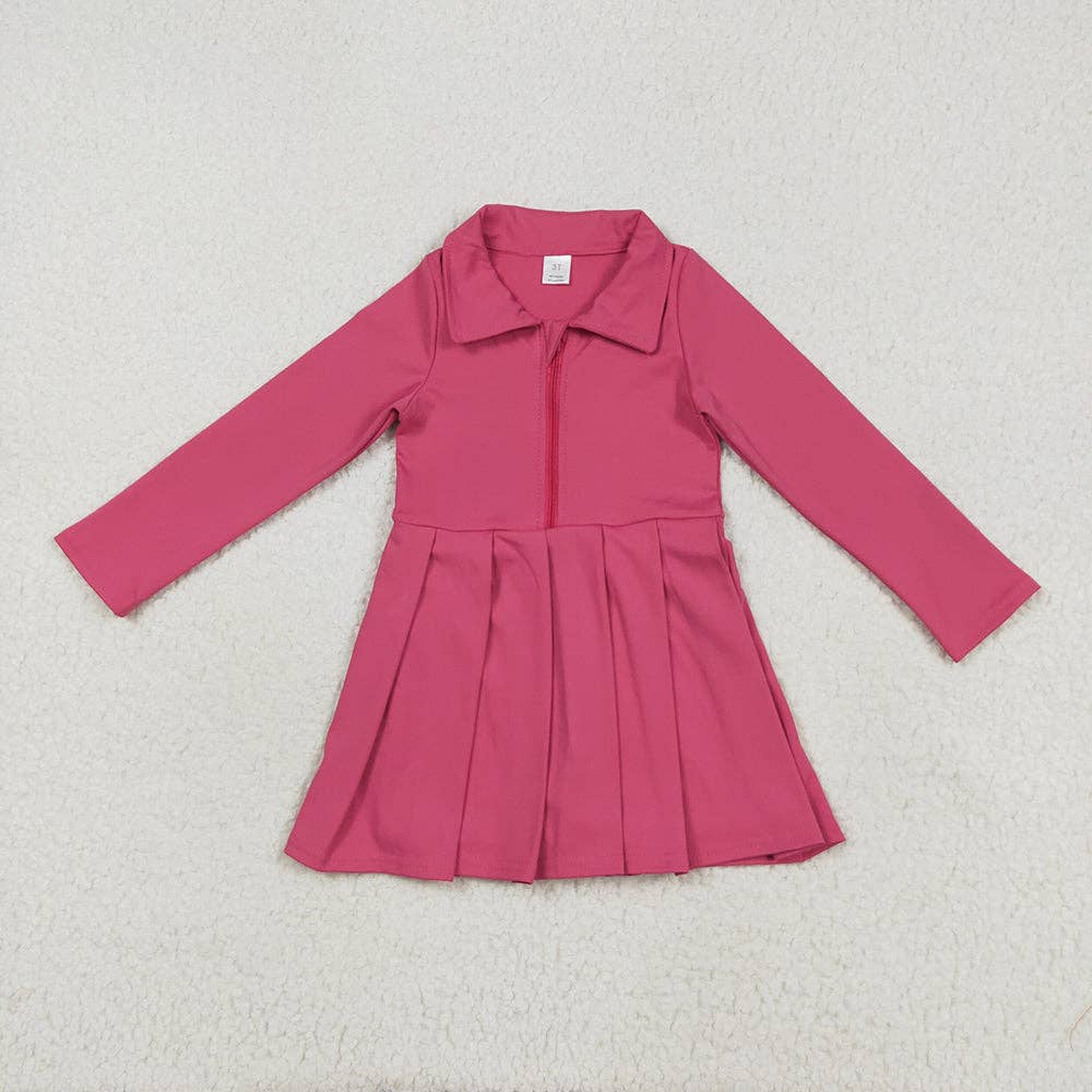 Sibling 8 Colors Baby Girls Long Sleeves Zipper Yoga Knee Length Dresses