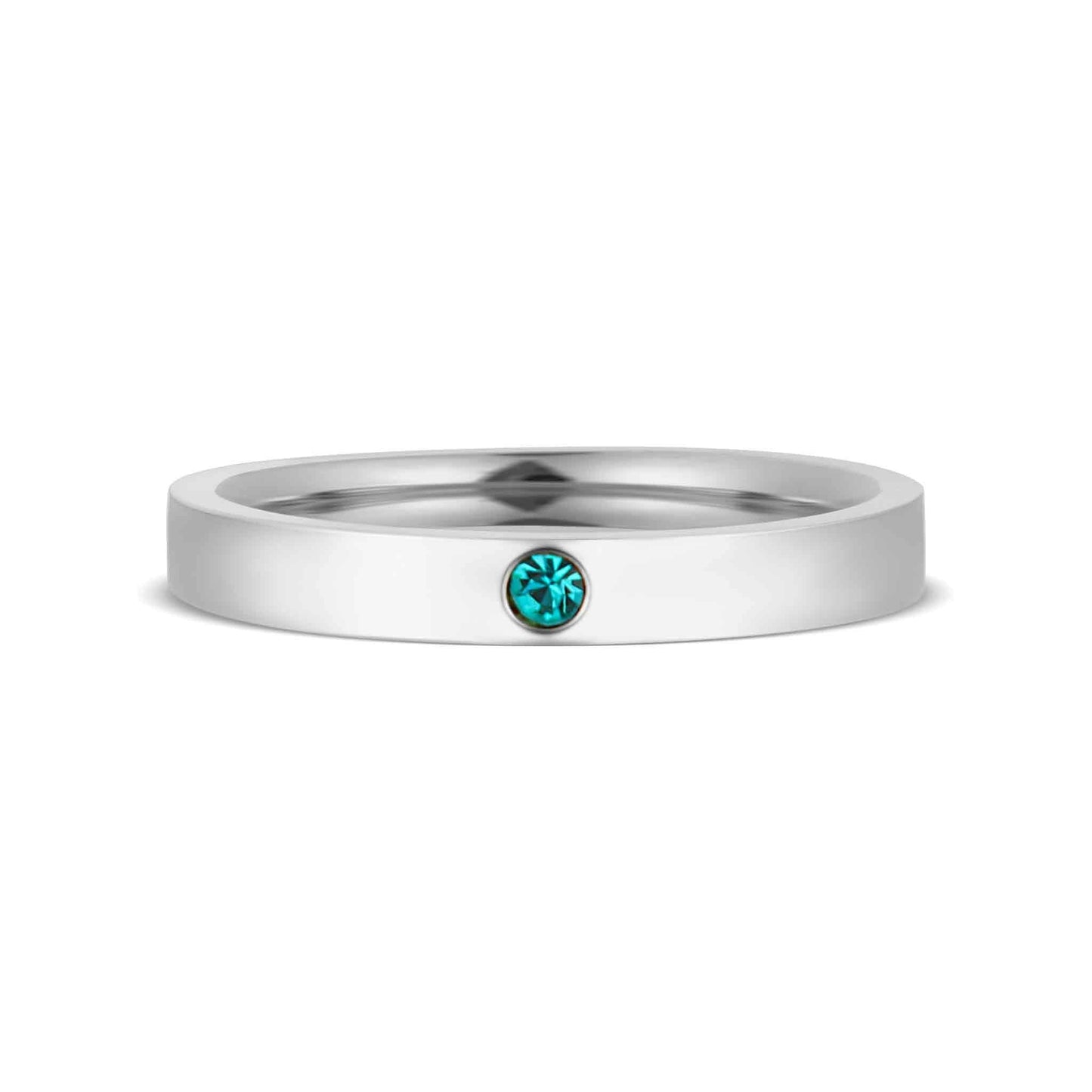 Stainless Steel Birthstone Engravable Stacking Ring