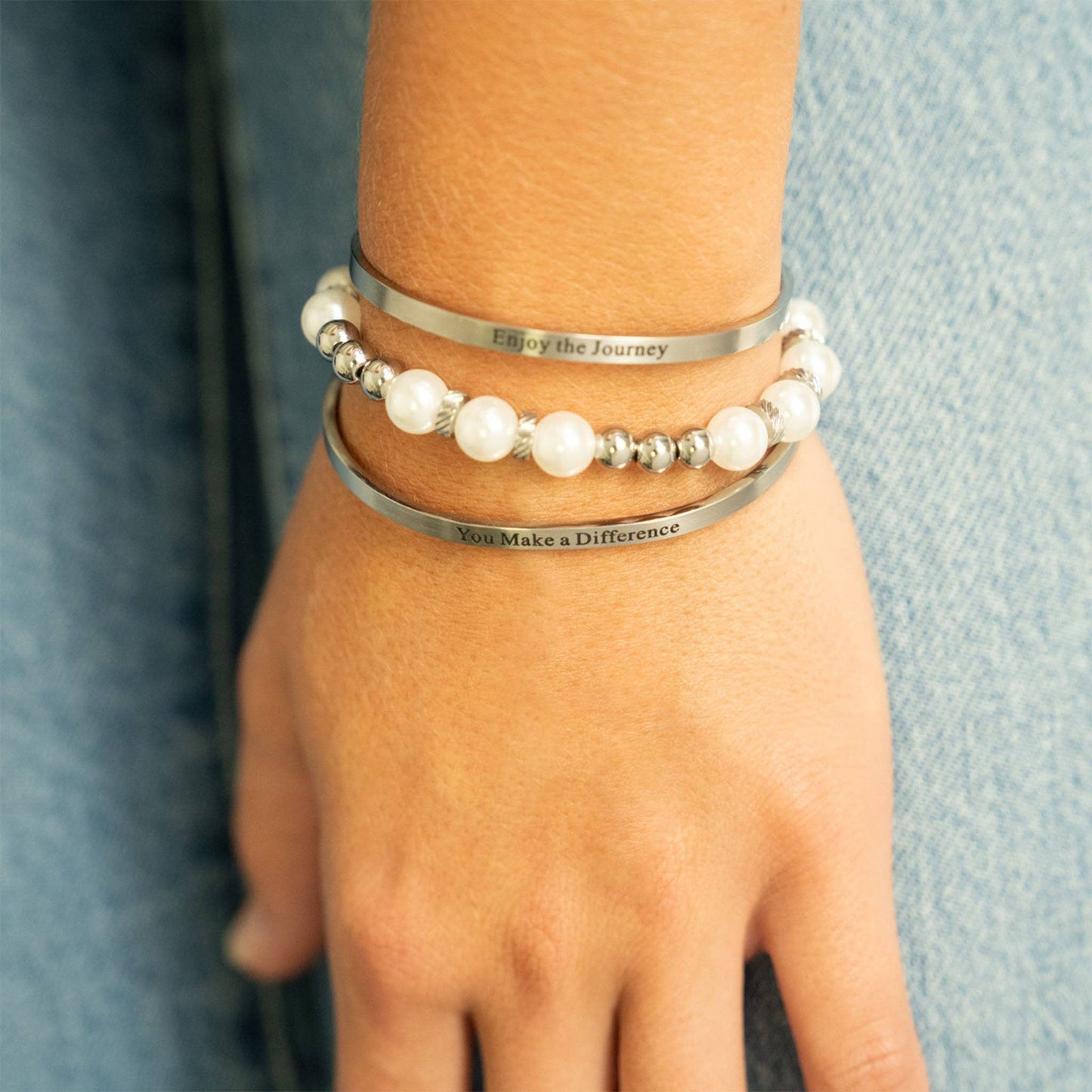 You Make a Difference Engraved Bangle Bracelet