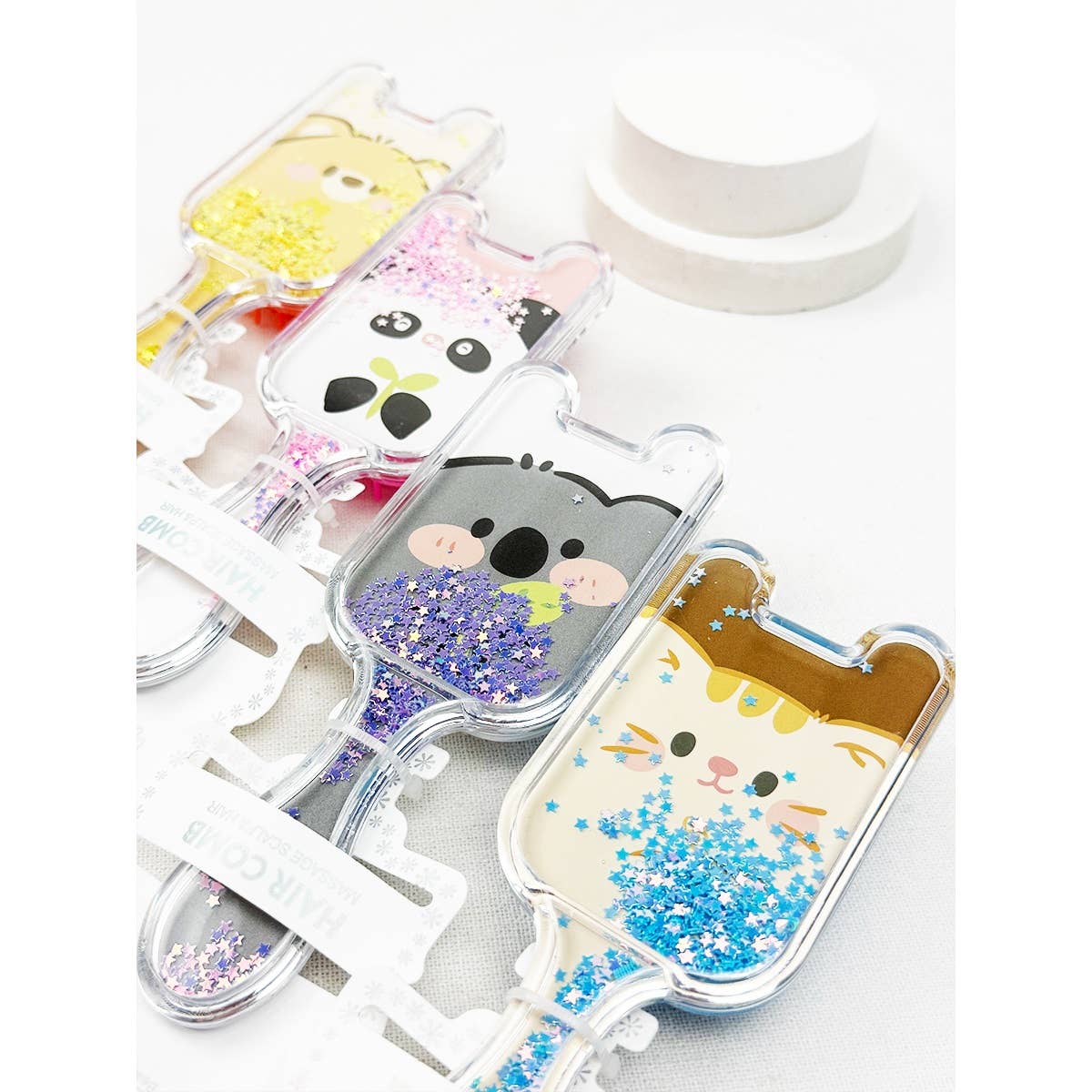 Moving Glittered Animal Theme Hair Brush