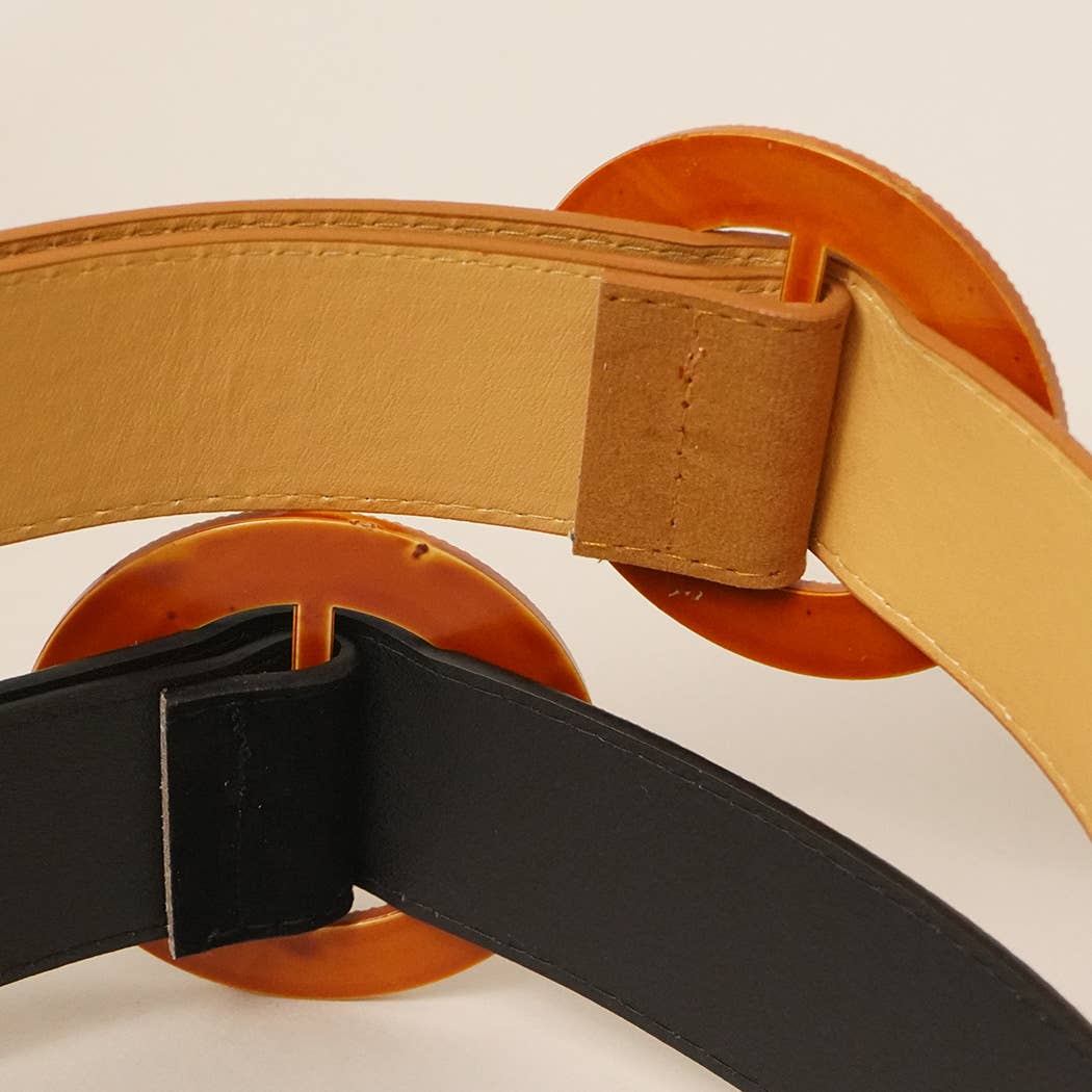 Solid Color Suede w Round Buckle Belt