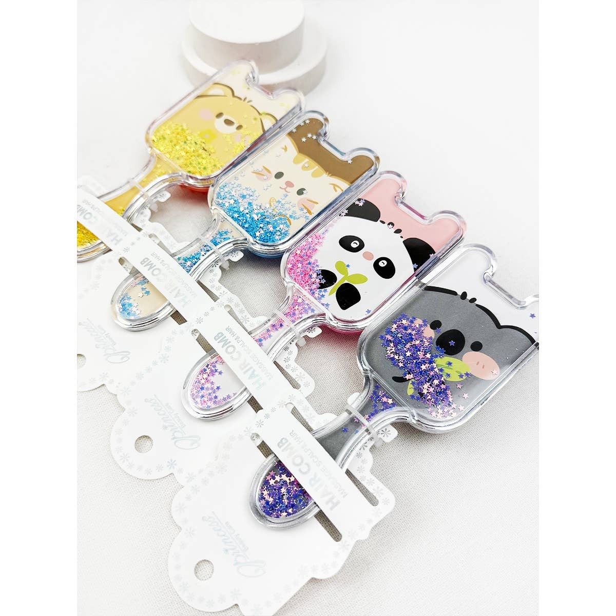 Moving Glittered Animal Theme Hair Brush