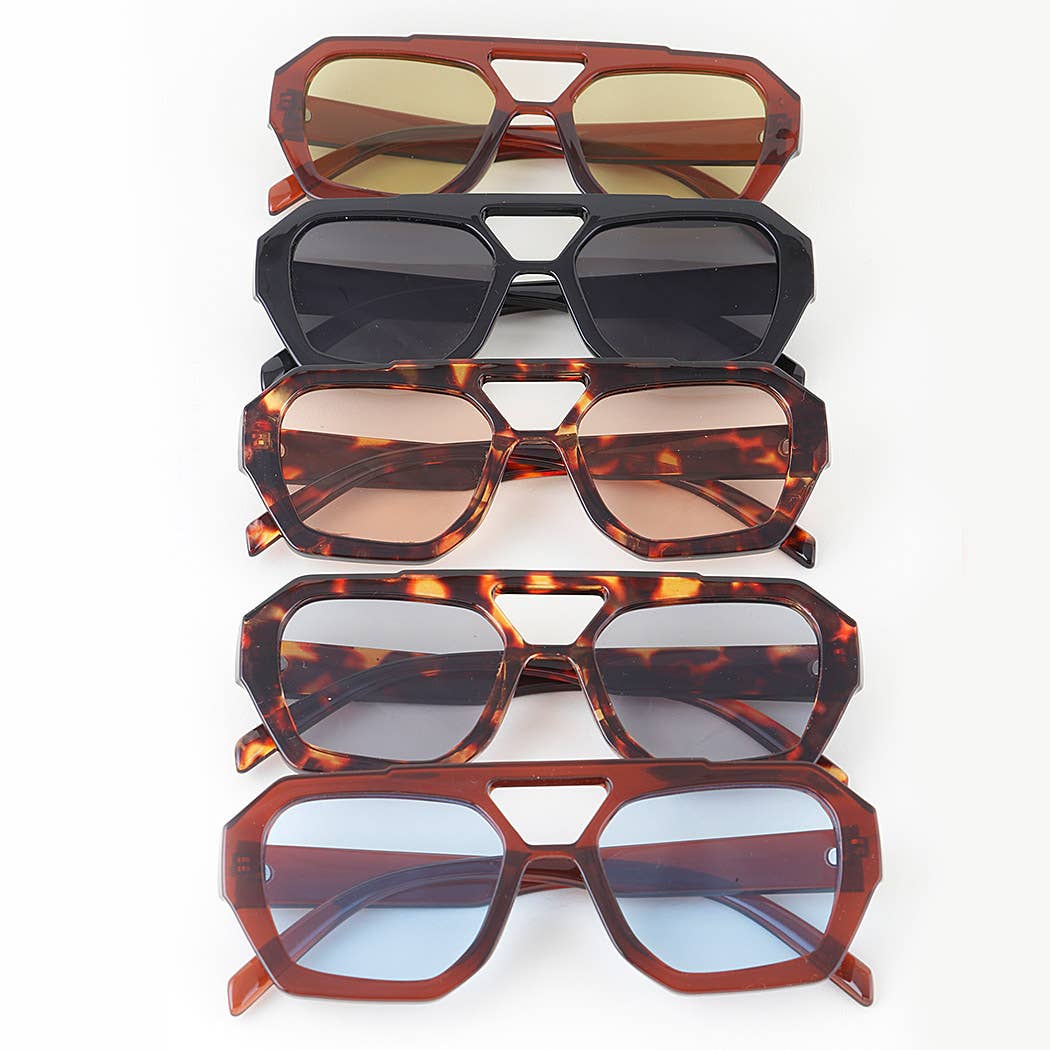Cool Girl Straight Aviator Tinted Sunglasses