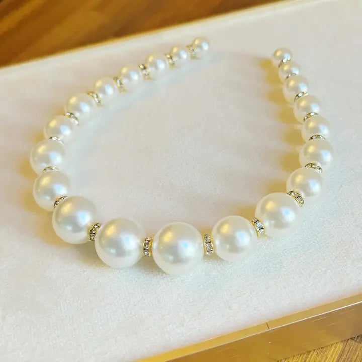 Pearl Headband w/Diamond Accent